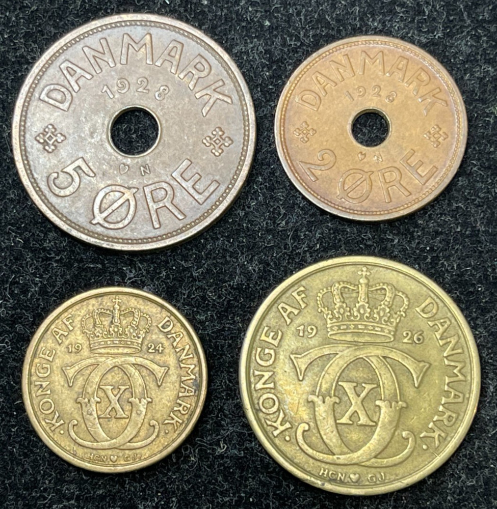 Assorted Early Denmark 4 Coins Lot