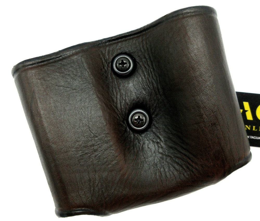 TAGUA Brown Leather Magazine & Flashlight Carrier for GLOCK DOUBLE STACK 9mm