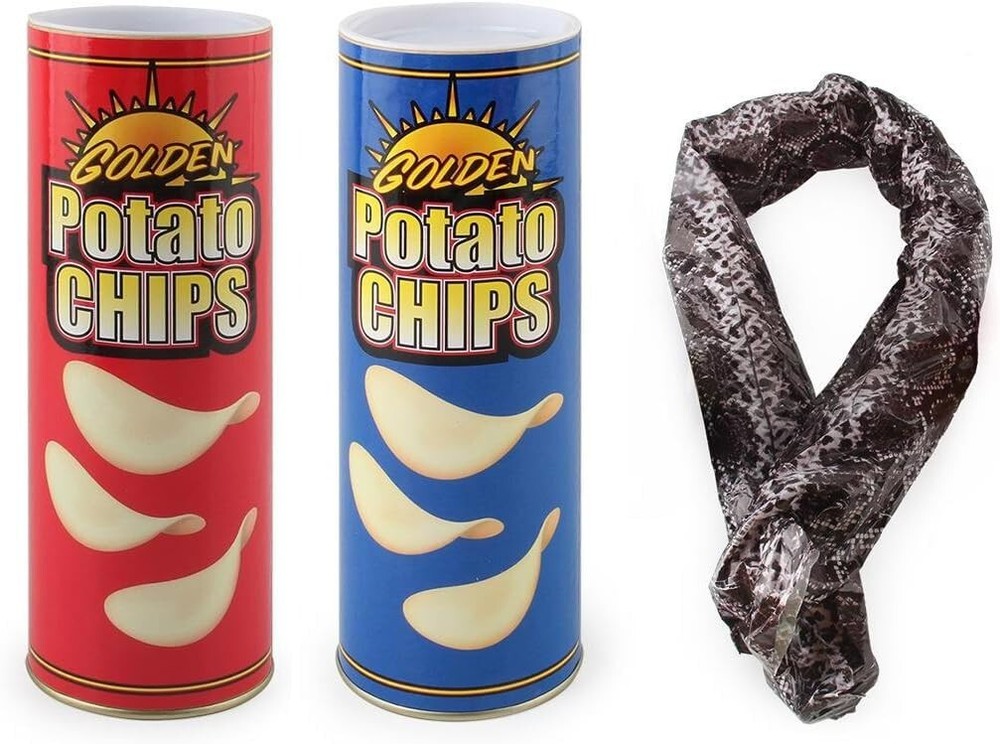 2 Piece Potato Chips Snake Practical Joke Scary Jump Spring Crisp Trick Prank