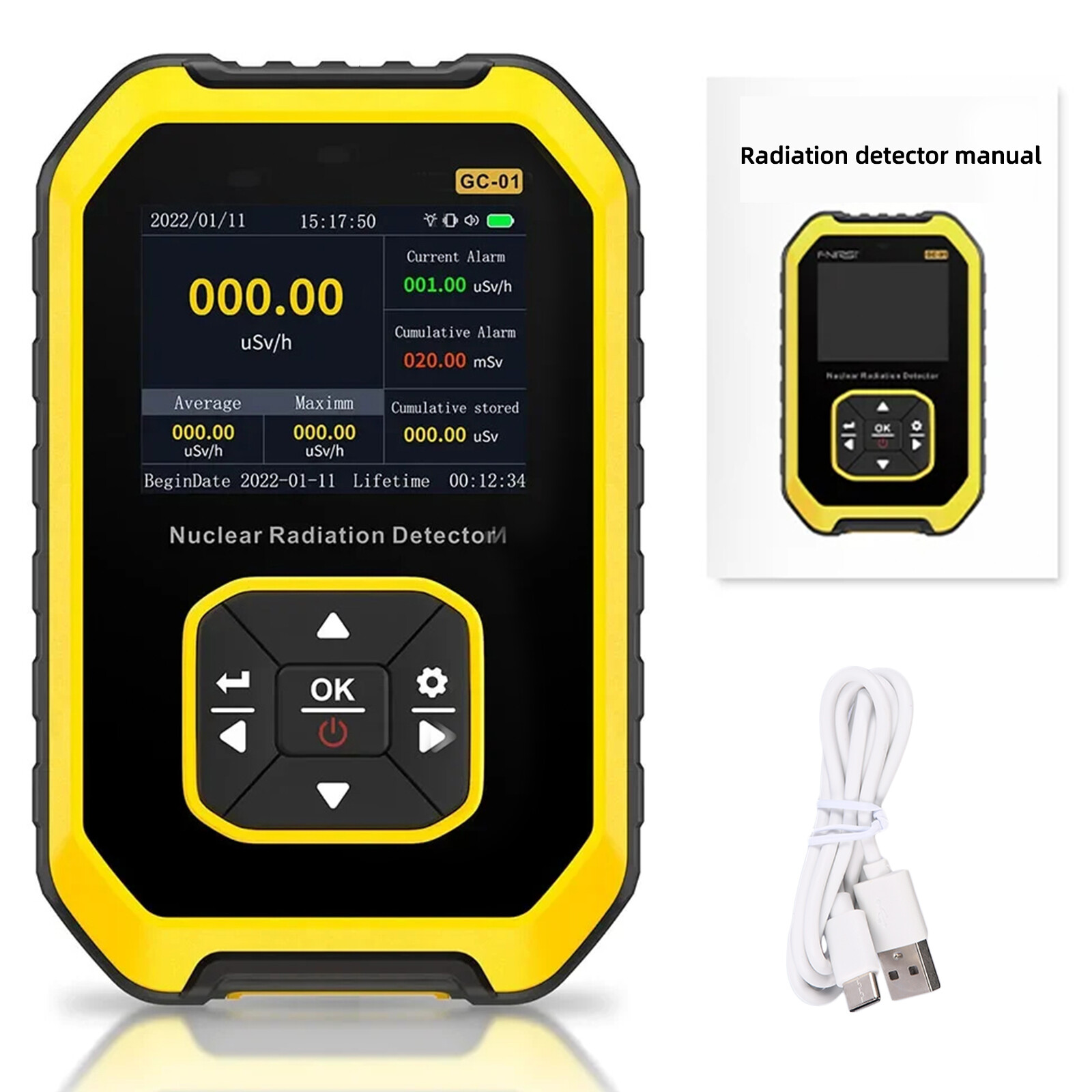 Portable Nuclear Radiation Detector GM Geiger Counter β/γ/X-Ray Dosimeter