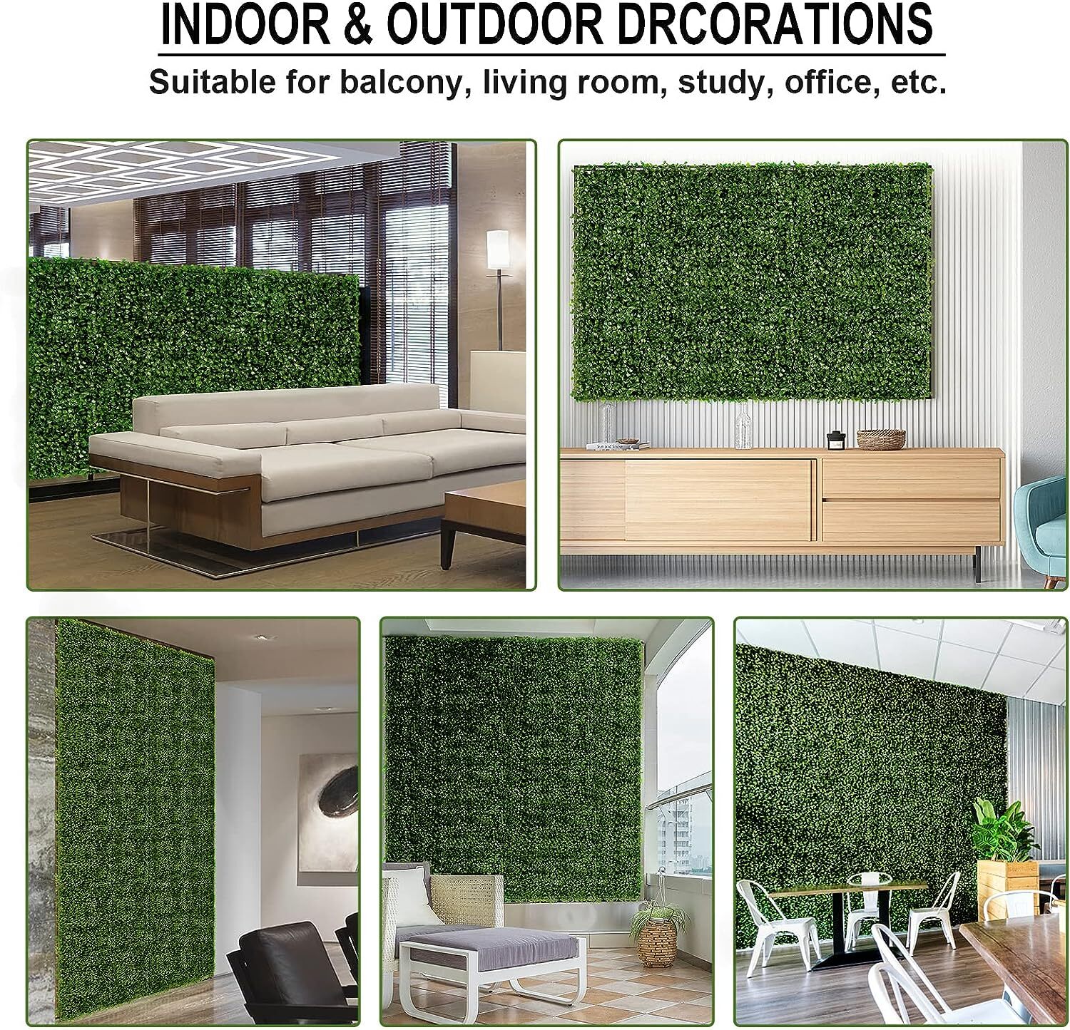 12/24PC Artificial Boxwood Mat Wall Hedge Decor Privacy Fence Panels Grass 24x16