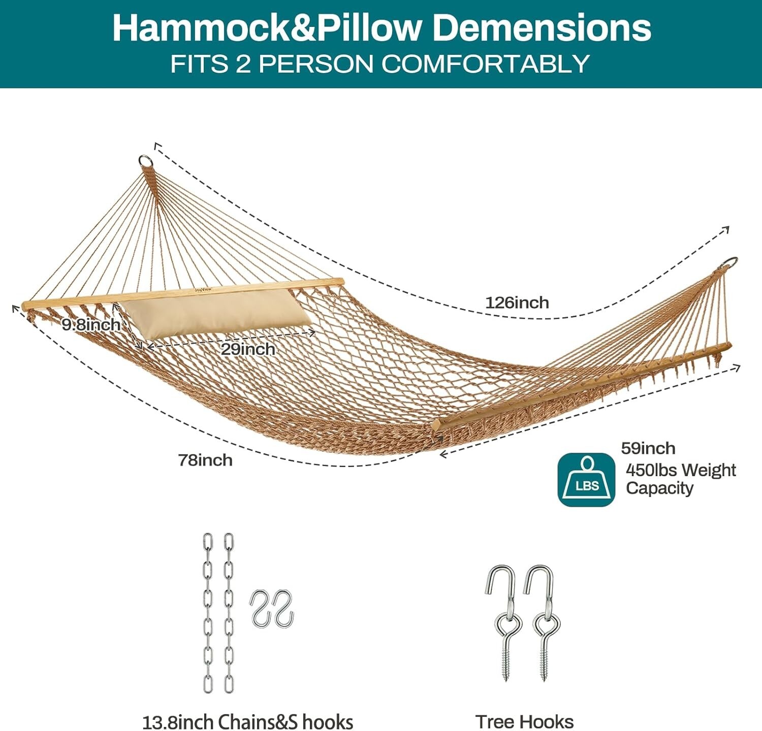 Traditional Rope Double Hammock - Hand Woven Cotton Hammock