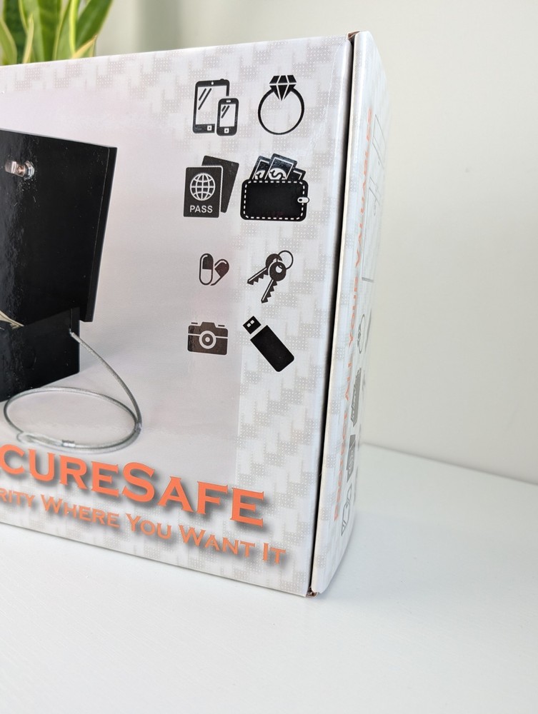 Small Portable Safe Box w/ Combination Lock & Steel Security Cable.