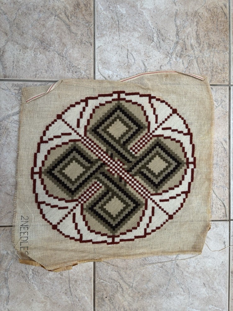 Finished Wool Needlepoint on Canvas: Four Squares
