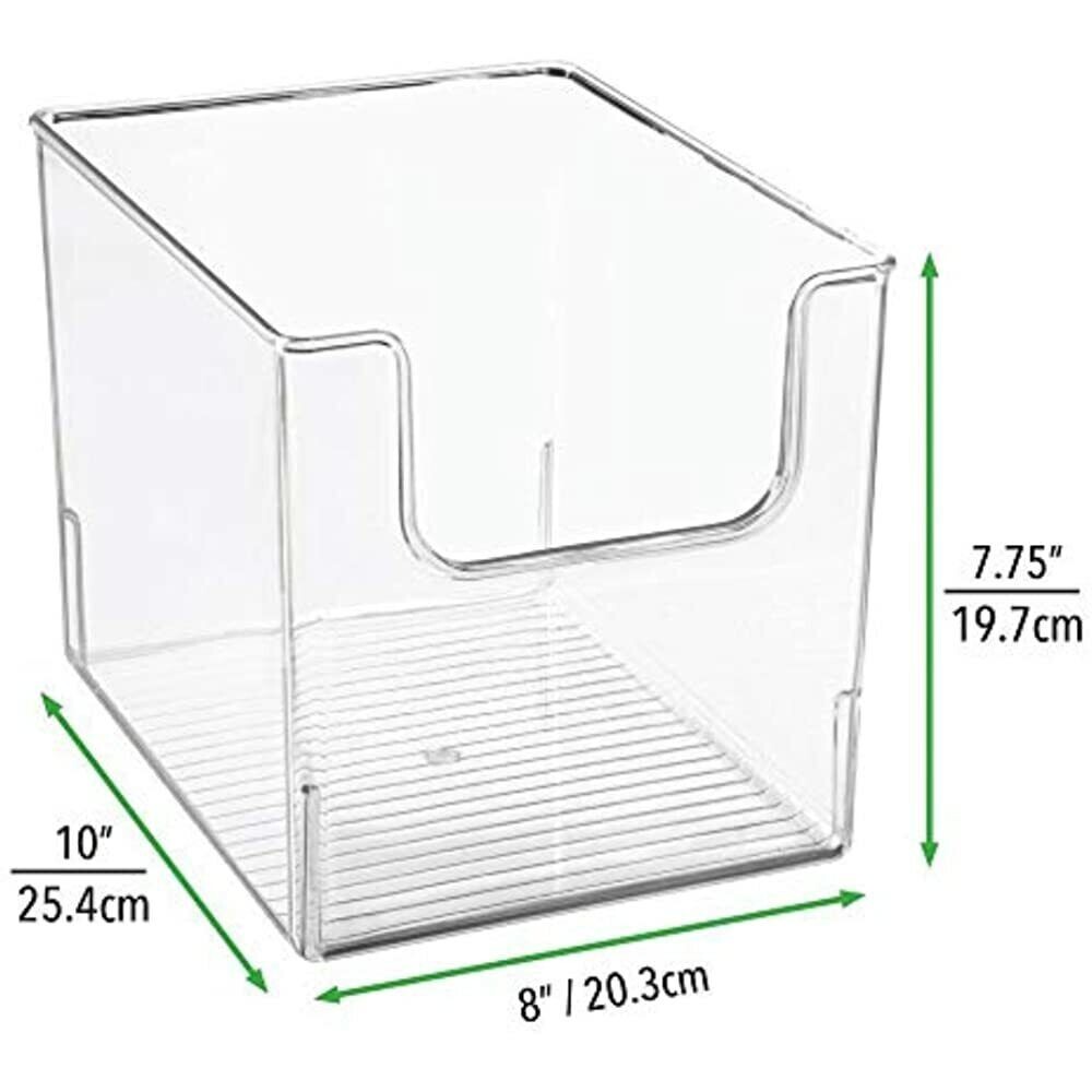 MDesign Plastic Open Front Home Office Storage Bin Container, 2-Pack