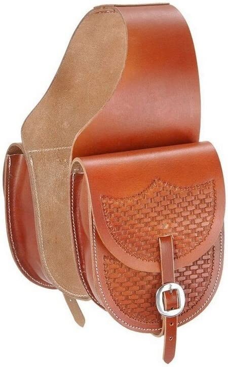 Leather Saddle Bag with Basket Stamp