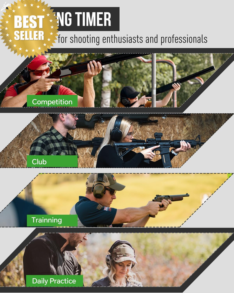 Shot Timer 0.01S Precision 4 Modes Loud Buzzer Tactical Training Camo