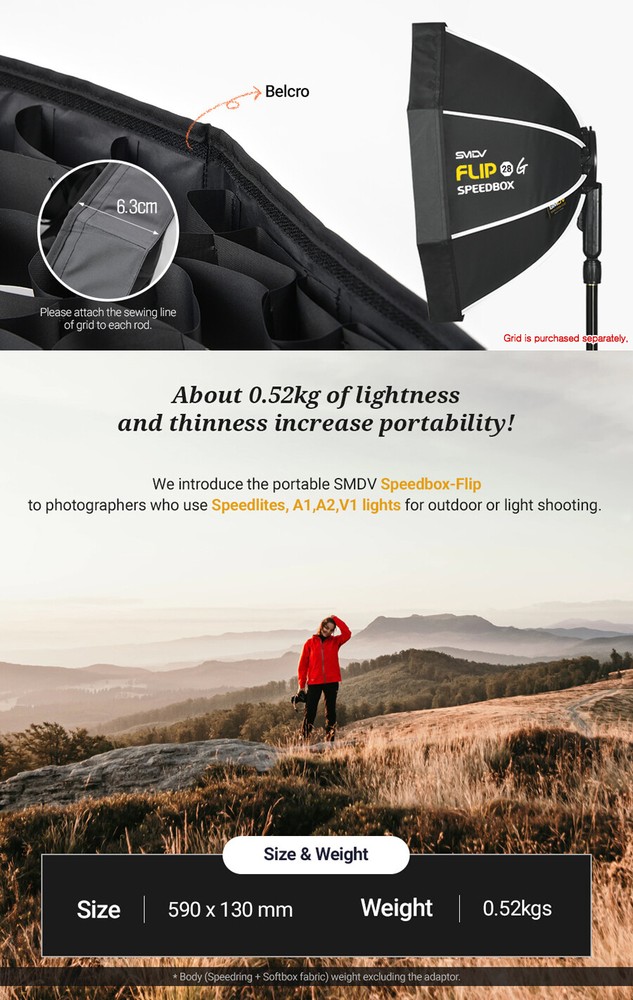 SMDV SPEED-BOX FLIP28G Quick Soft-box Diffuser for S-Light S-Lite Quantum Flash