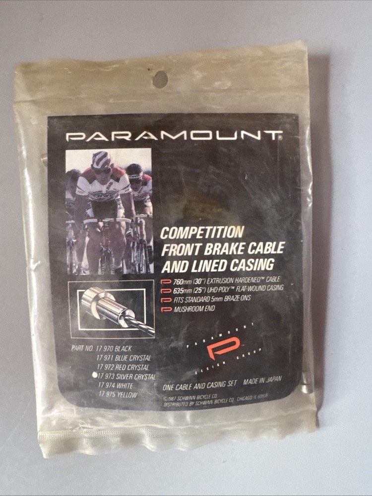 Schwinn Paramount Competition Front Brake Cable And Lined Casing Silver Crystal