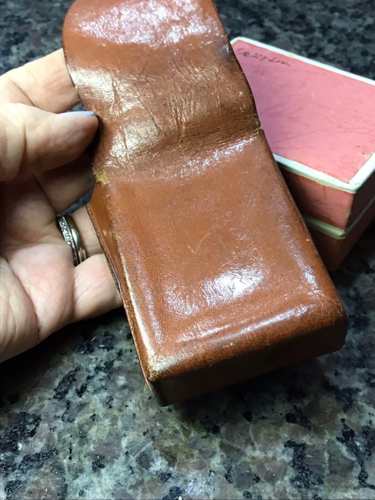 VINTAGE WW2 MILITARY 1940’s Brown Leather Cigarette Holder Hand Stitched Case