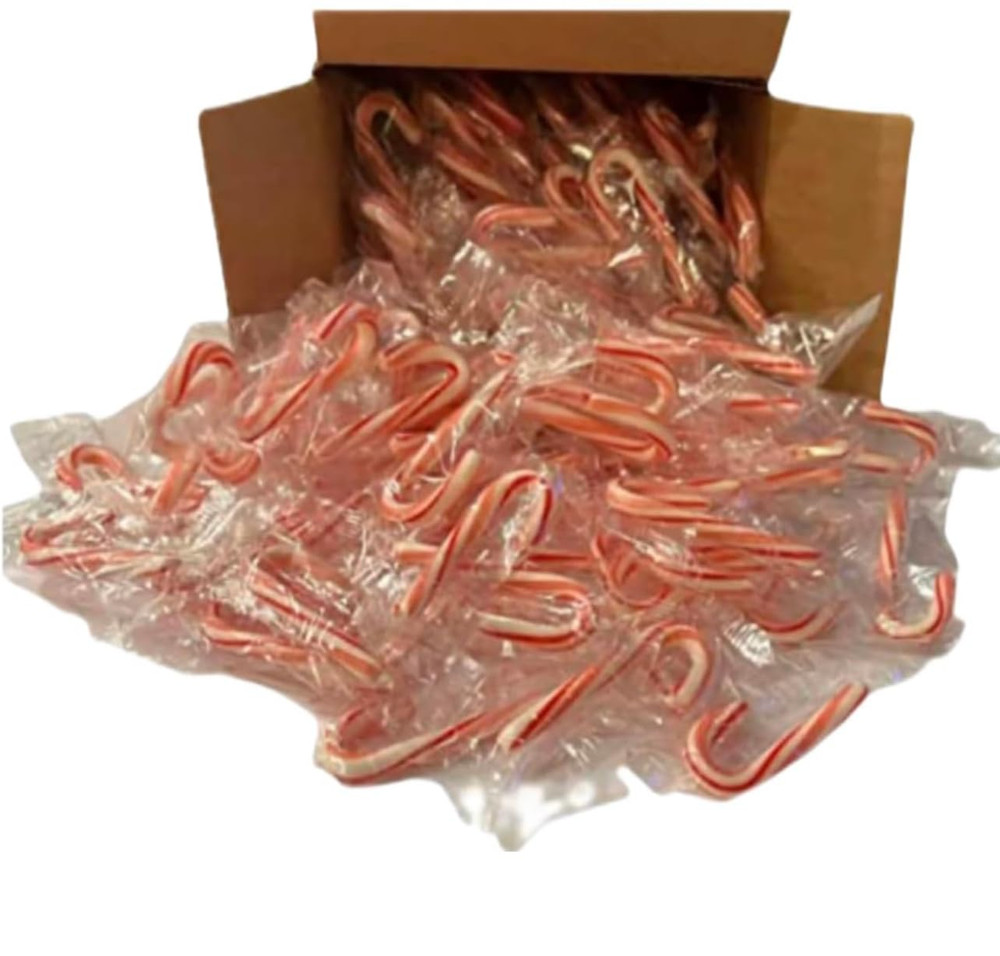 Peppermint Mini Candy Canes, Individually Wrapped Candies, Bulk Christmas Candy