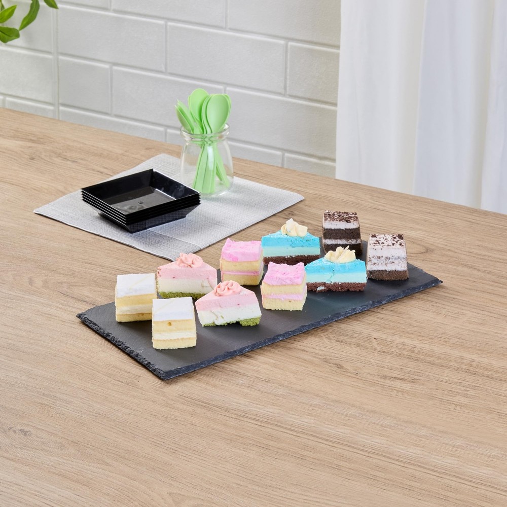 Restaurantware Rectangle Slate Platter 4 Count 11.8 x 5.9 Inch Scratch-Resistant