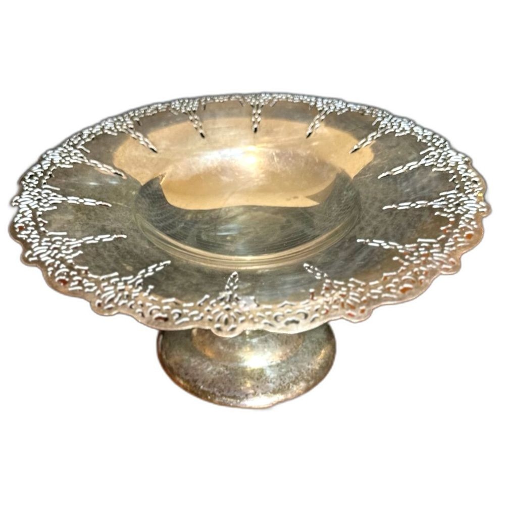Vintage 30s 40s Benedict Silver Plated Compote Footed Serving Dish Arras 10"