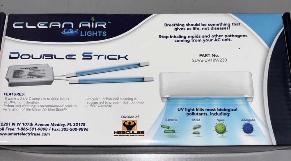 Clean Air Minisplit UV Lights (Double Stick)