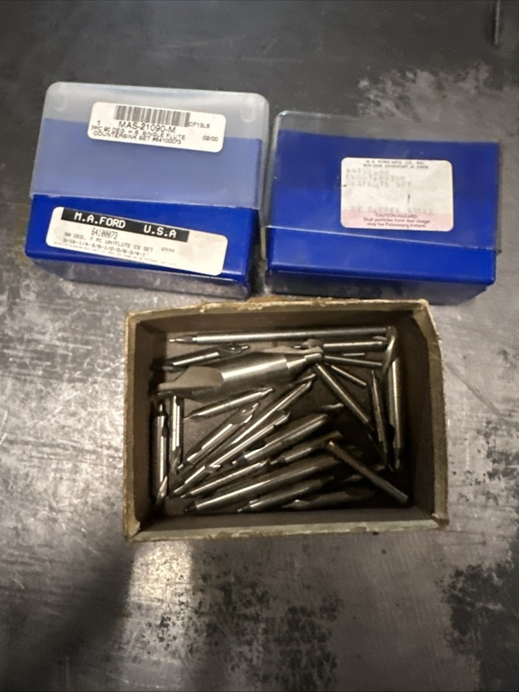 M.A. Ford Mfg. Countersink Uniflute Partial Sets Etc. & Countersinks Misc. Lot