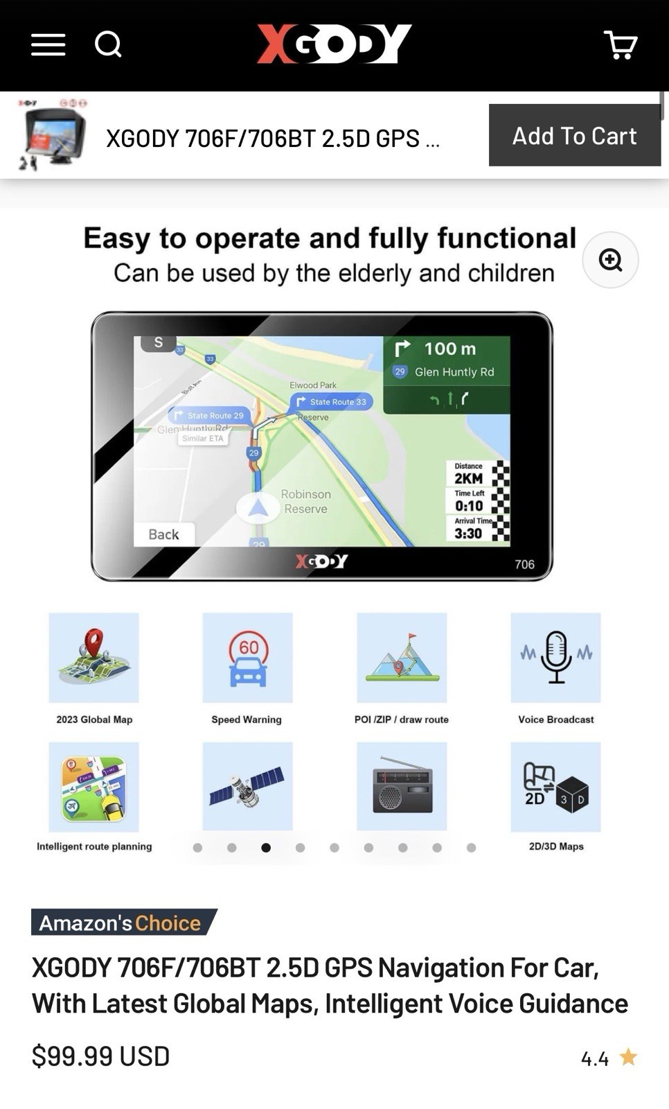 New XGODY GPS Navigation 7” Touchscreen System for car or truck 8GB Mem 256 RAM