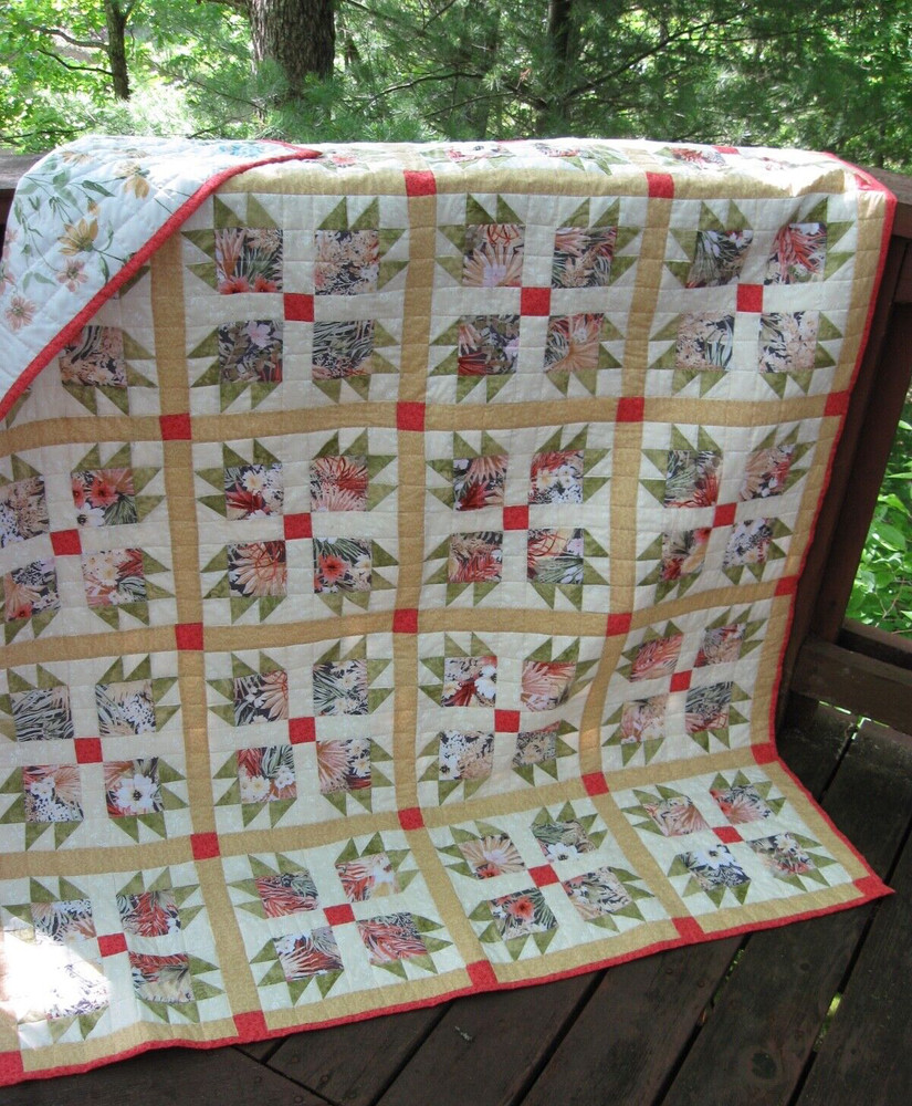 Handcrafted Multi-purpose Prairie Grass Quilt, 54" x 67 1/2"