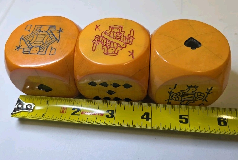 Bakelite Poker Dice 2" Jumbo • 3 Pieces