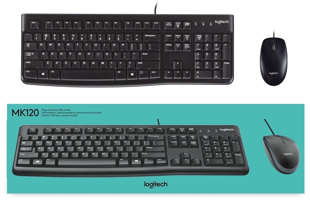 Logitech MK120 Desktop USB Wired Keyboard and Mouse Boundle Combo 920-002565