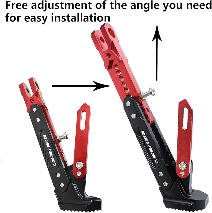 (Red 449) Universal Motorcycle Kickstand Adjustable Side Stand Foot Support