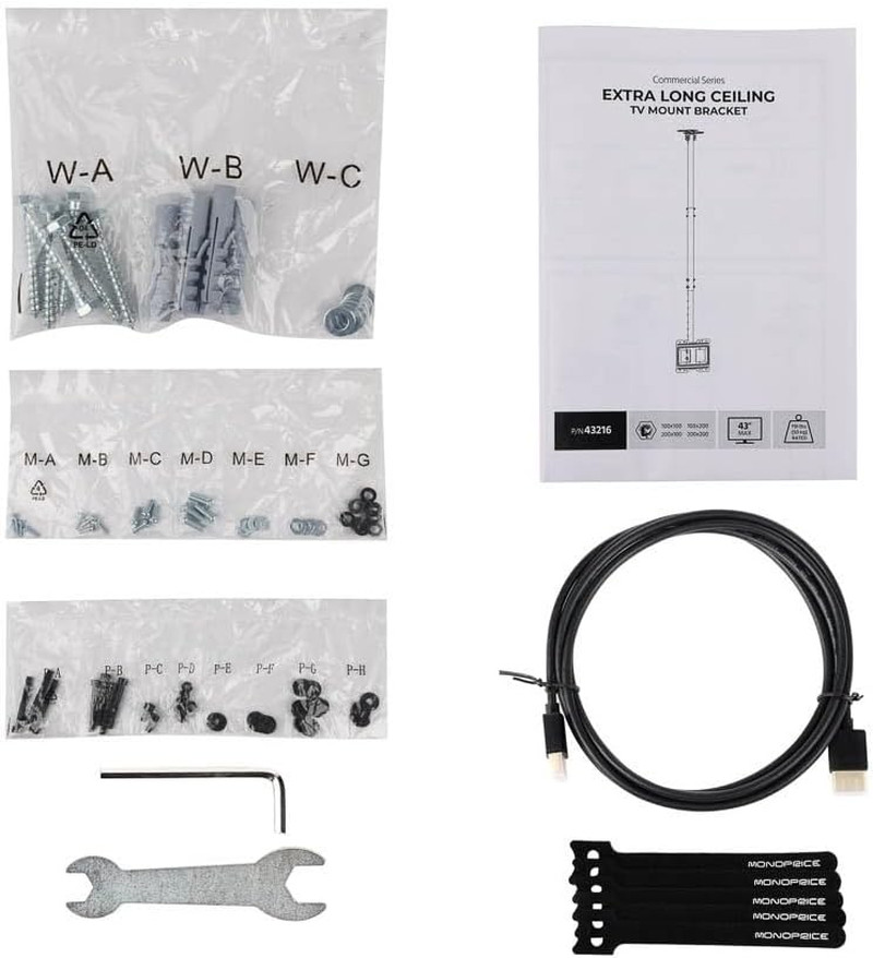 Specialty Ceiling Mounted TV Wall Mount Bracket Extra Long Extension Range to 62