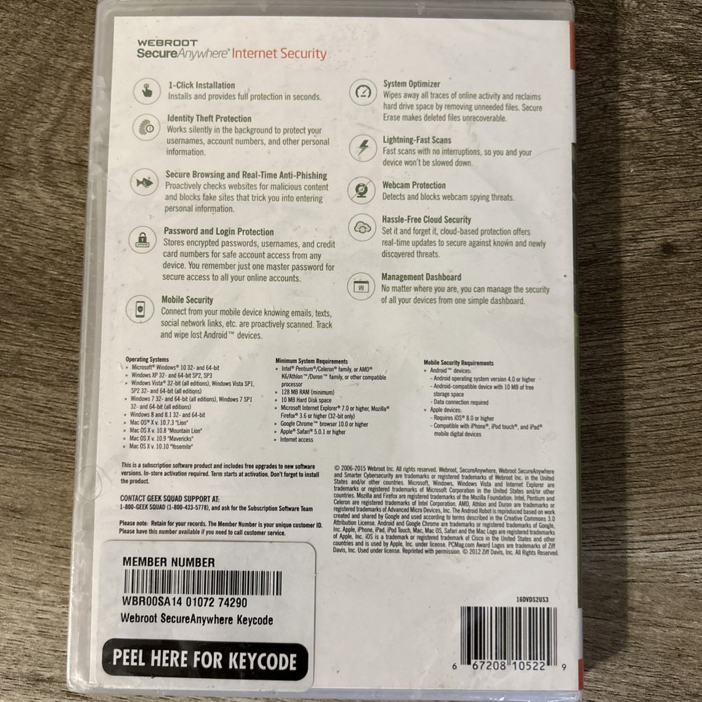 NEW WEBROOT Secure Anywhere Internet Security 3 Devices Antivirus Mobile PC Mac