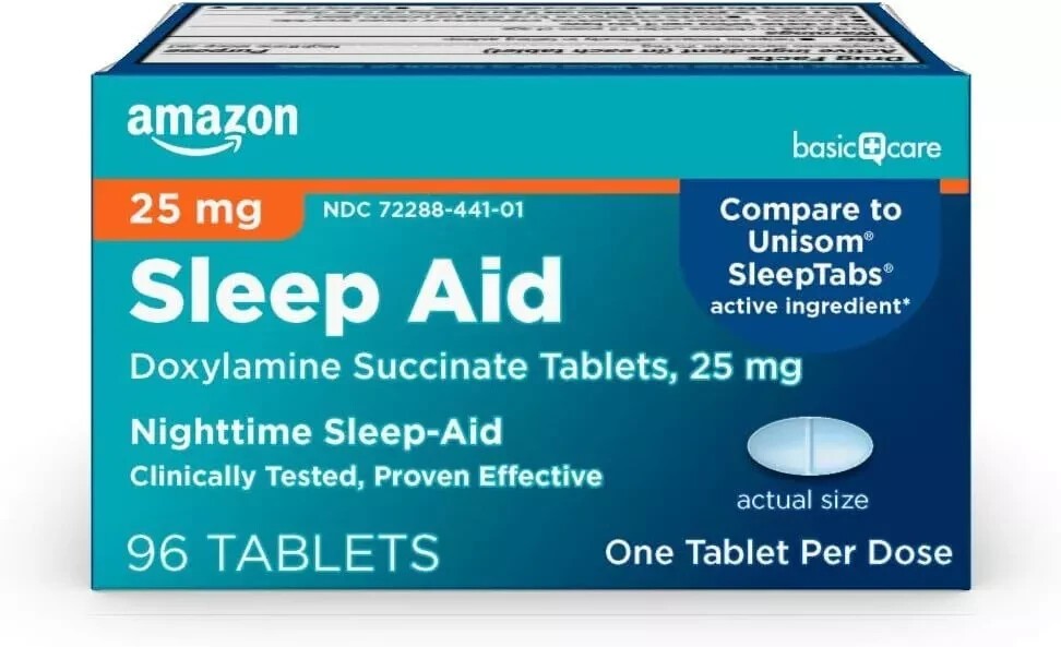 Amazon Basic Care Nighttime Sleep Aid Tablet/ For Adults Doxylamine Succinate