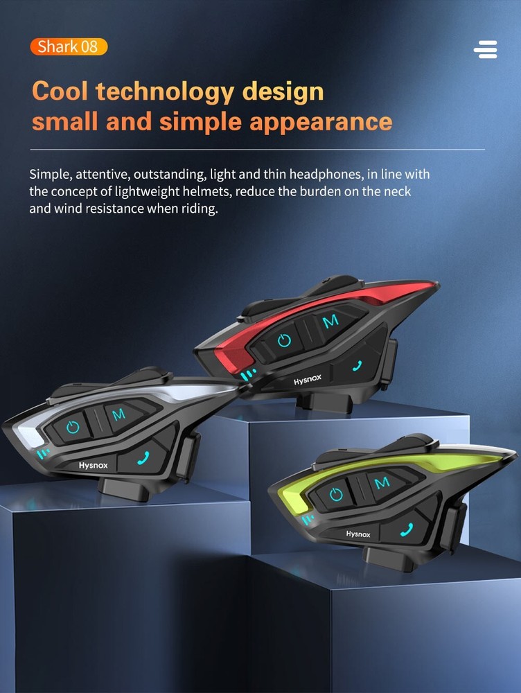 Hysnox Motorcycle Helmet Bluetooth Headset Shark-08