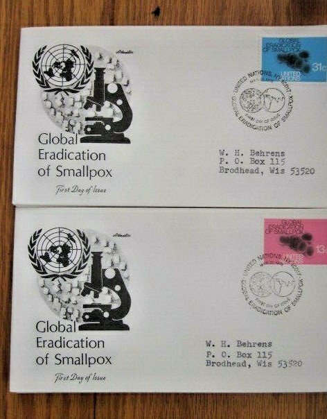 SMALLPOX ERADICATION COMPLETE SET UNITED NATIONS NEW YORK 1978 2 ARTMASTER  FDCS