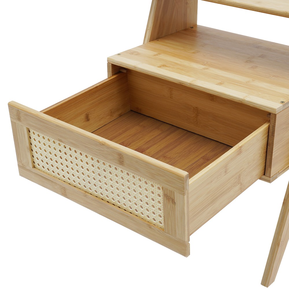 Bamboo Nightstand, End Table with Drawer, Bedside Table Sofa Side for Bedroom