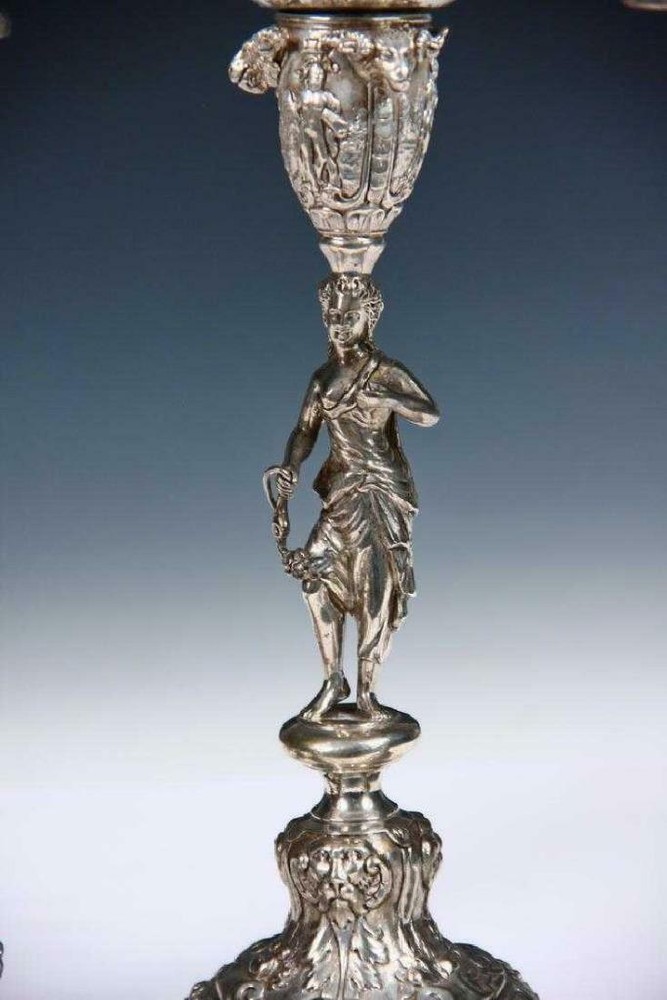 Set of 4 Antique German Silver Candlesticks.