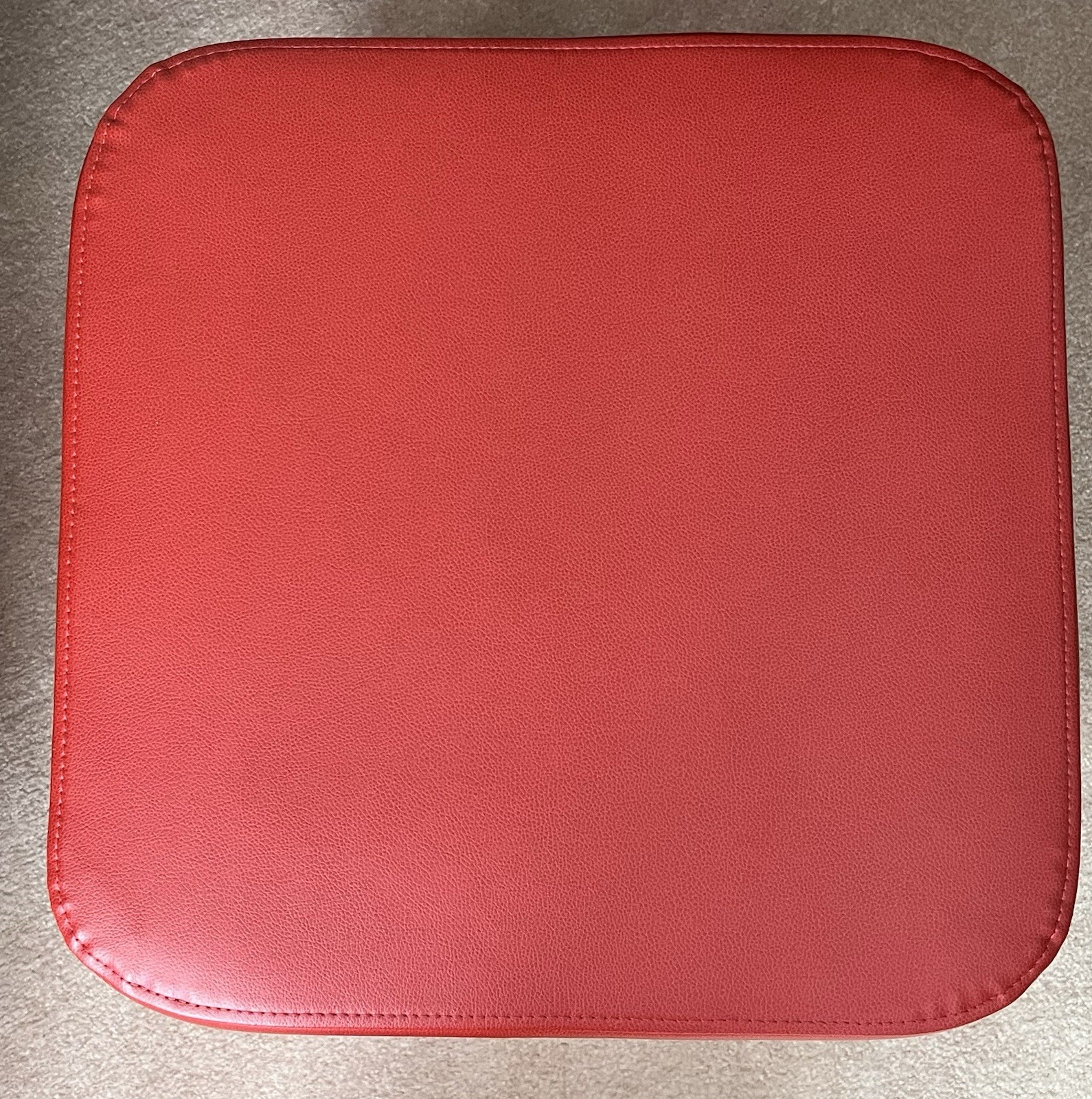 New Joelle Kimball RED Square Upholstered Top Ottoman 18” Made in USA