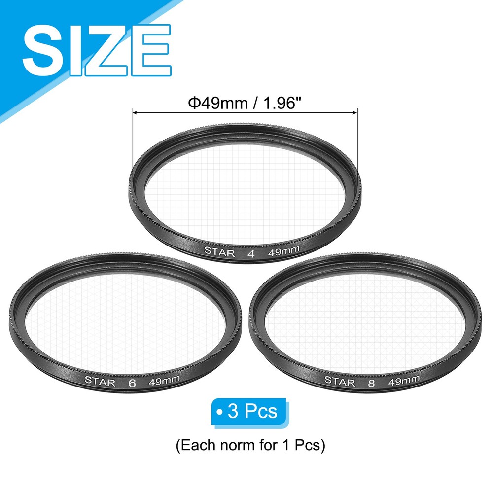 49mm Star Lens Filter, 1 Set Starburst Lens Filter 4 Points 6 Points 8 Points