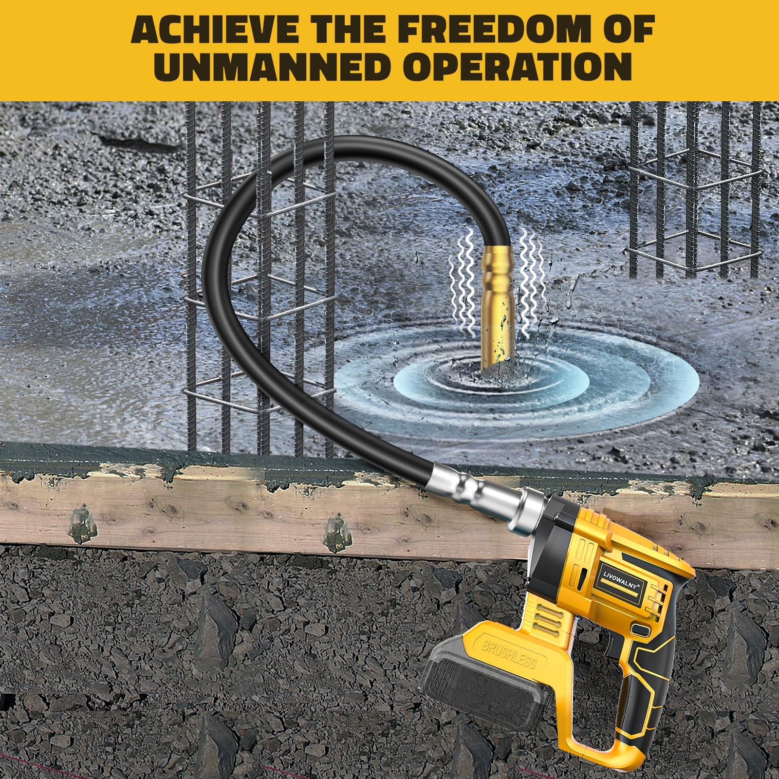 Handheld Concrete Vibrating Tool Compatible with Dewalt 20V Battery, 600W Cordle