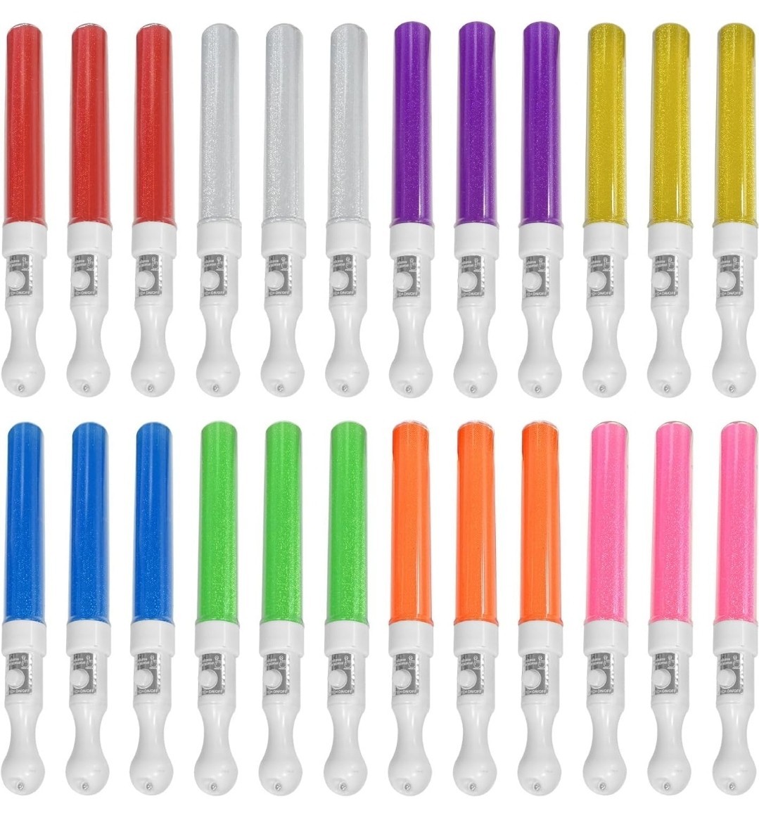 24 LED Light Up Wands Sticks Plastic Party Favors for Raves, Halloween, Concerts