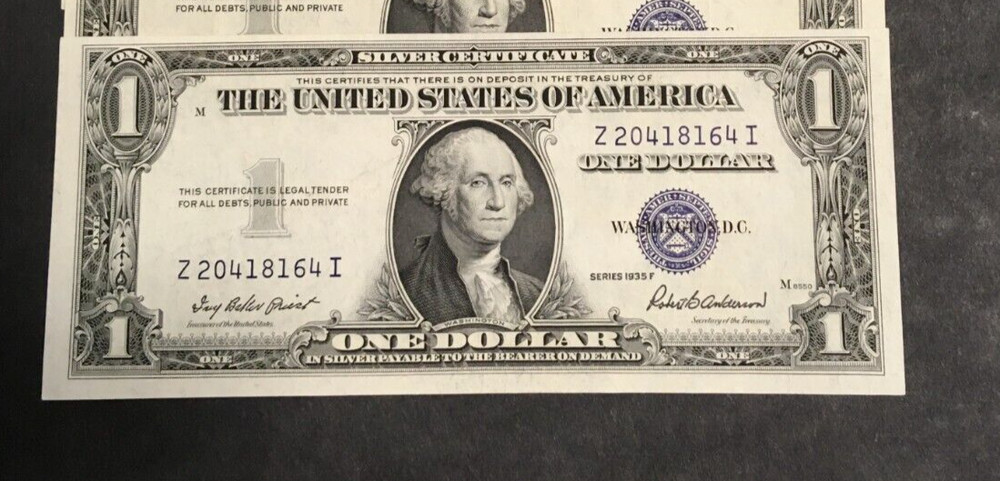 One 1935 F Silver Certificate note uncirculated $1.00 bill