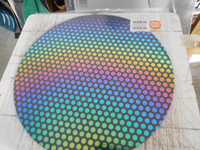 Dichroic Glass:CBS 96 COE Dot#3 Pattern RAINBOW Crinklized on thin Black - 3"Sq