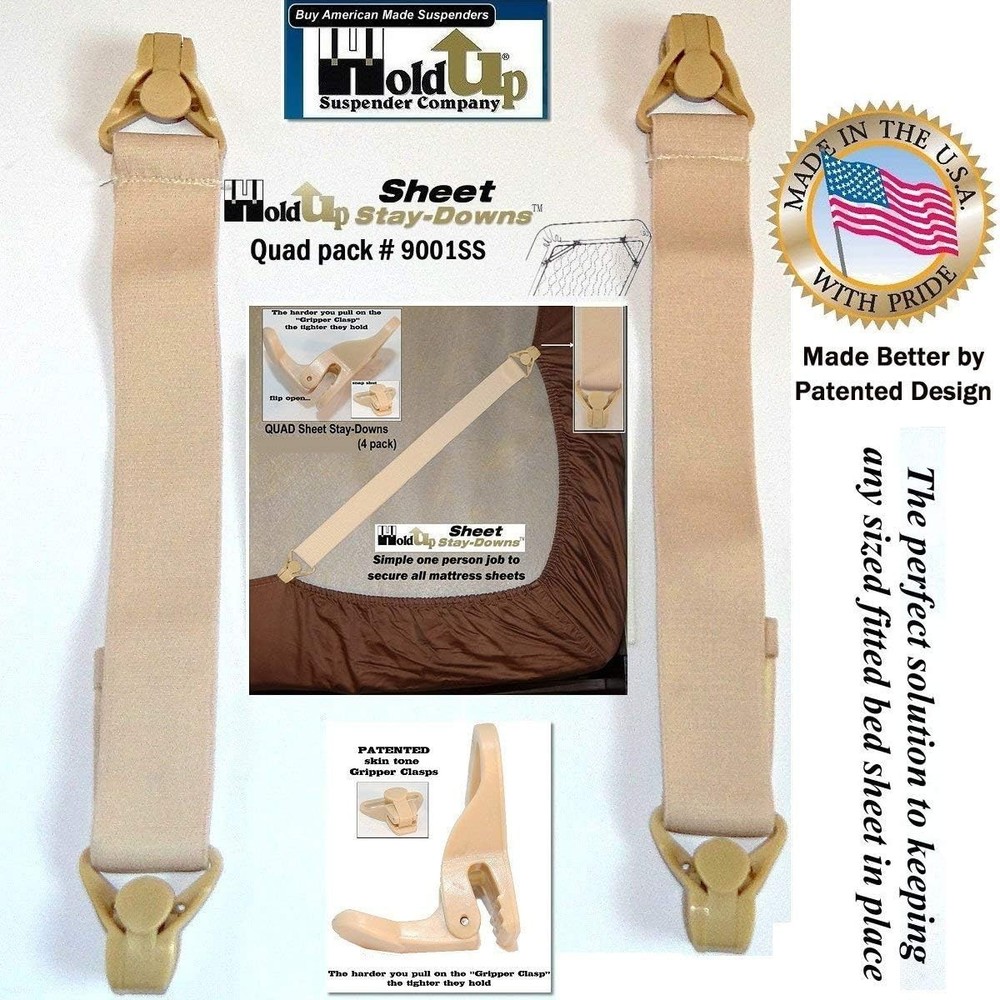 Holdup Short Quad Gripper Clasps for Fitted Sheets - Simple, Durable, Adjustable