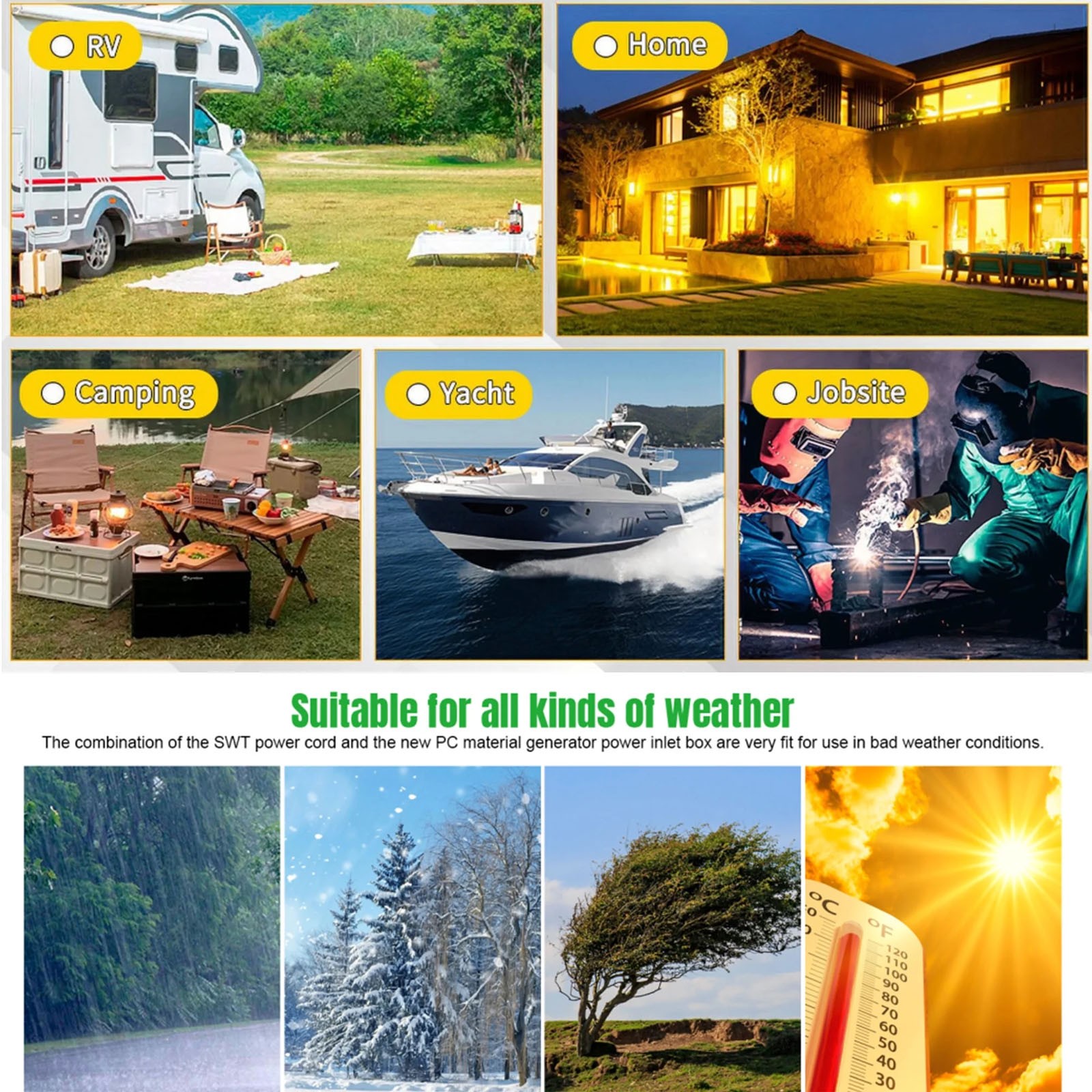 50 Amp Extension Cord 25FT 125/250V STW Gauge NEMA 14-50P to SS2-50R