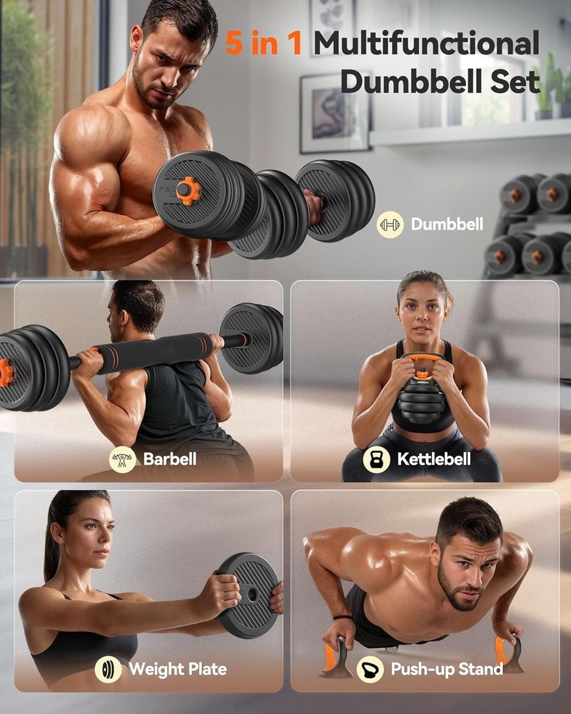 Compact 5-in-1 Adjustable Dumbbells: Safe and Durable Home Workout Equipment