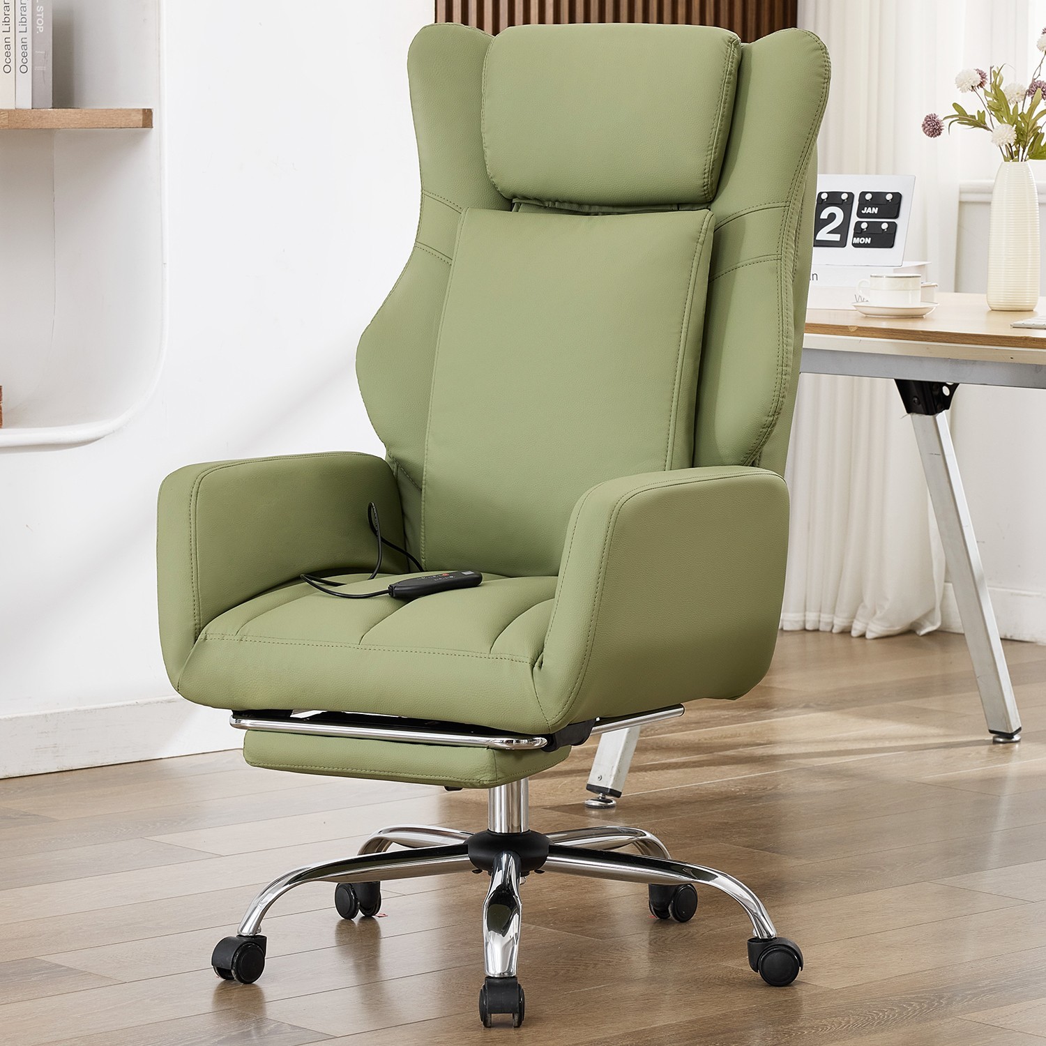 Massage Office Chair w/ Flip-Up Arms & Lumbar Support - 135° Recline, for Xmas