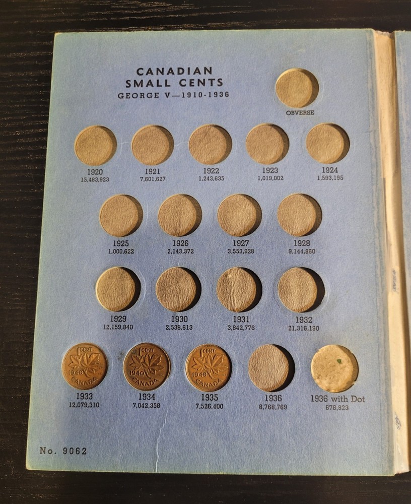 Canada Penny Folder with 36 Coins - 23 Different Dates Ranged 1937-1966