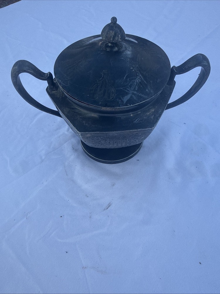 ANTIQUE PLATED SUGAR BOWL