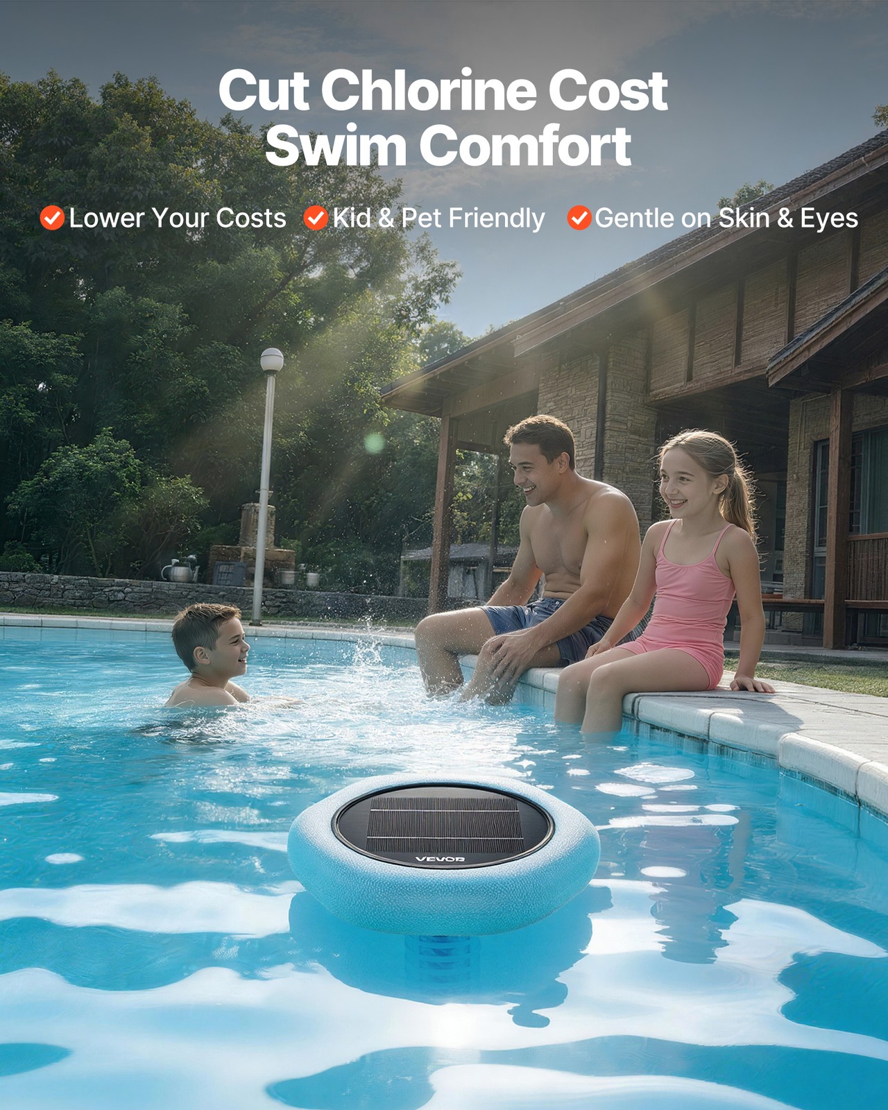 VEVOR Solar Pool Ionizer Hexagon Copper Pool Ionizer Up to 45000 Gal Green