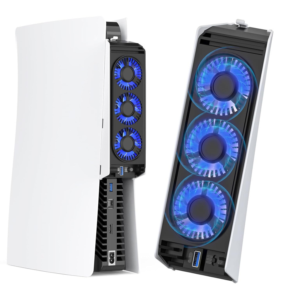PS5 Cooling Fan with LED Light, Quiet Efficient Gaming Accessory