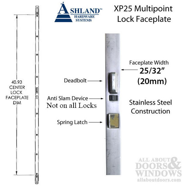 Ashland Multipoint Lock XP25 3 point Shootbolt 60mm Backset 20mm Faceplate