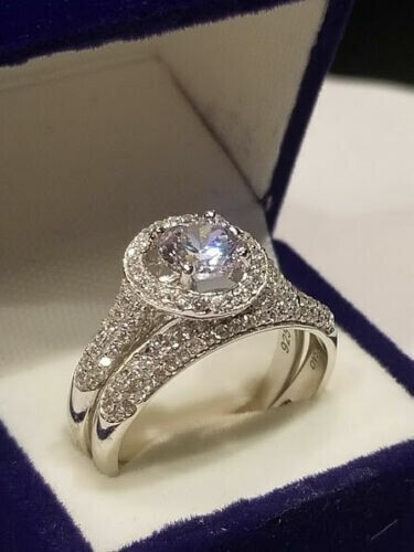 2.60 Ct Round Cut Lab-Created White Diamond Wedding Ring Set 925 Sterling Silver