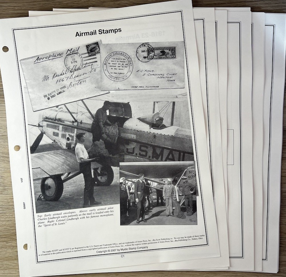 Mystic Heritage Collection - Airmail Stamp Section - Unused Album Inserts Pages