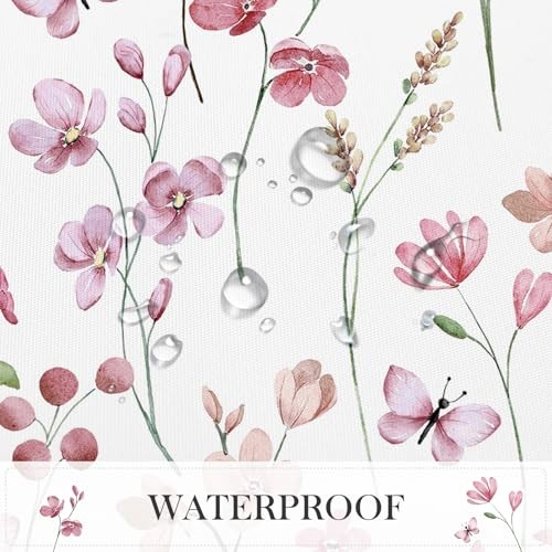 Watercolor Floral Shower Curtain Butterfly Flower 72"W x 72"L (Pack of 1) Pink