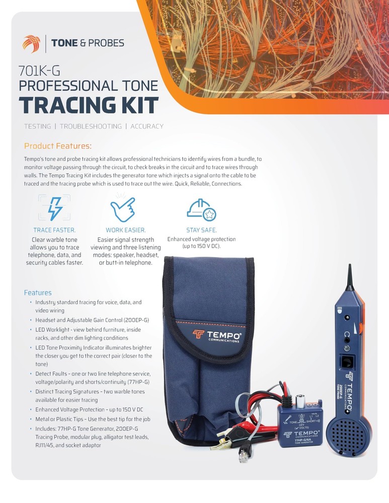 701K Wire Tracer Kit Electric Circuit Testing Tool With Tone Generator And Probe